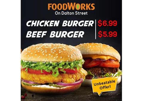 Special Yummy Burger From Foodworks Orange