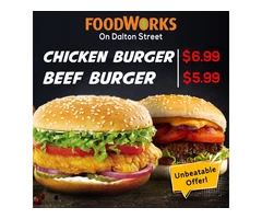 Special Yummy Burger From Foodworks Orange