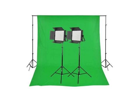 2 Head Video Softbox Quartz Light Kit (2000W) with Chromakey Backdrop & Stand