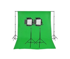2 Head Video Softbox Quartz Light Kit (2000W) with Chromakey Backdrop & Stand