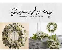 Get holy funeral flowers! At Susan Avery