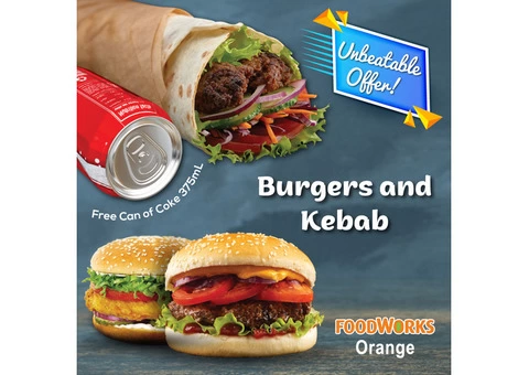 Try Burgers and Kebab From Foodworks Orange