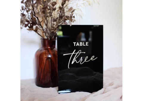 Clear Table Numbers | Acrylic Table Numbers Australia | Fox and Hart