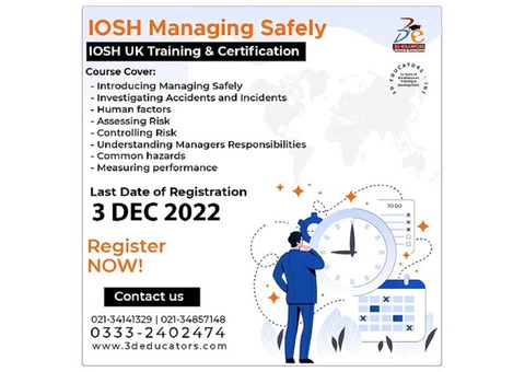 UK Certified IOSH Training and Certification. Covering