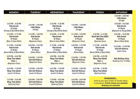 Checkout the Latest Advanced Martial Arts and Fitness Training Schedule in East Victoria Park!