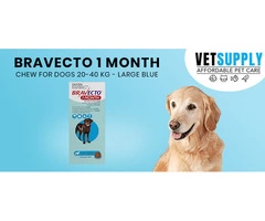 Buy Bravecto 1 Month Chew for Dogs 20-40 Kg - Large (Blue) 1 Chew - 1 Month Online