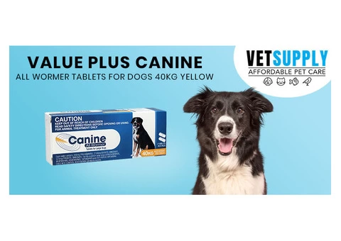 Buy Value Plus Canine All Wormer Tablets for Dogs 40kg (Yellow) 2 Tablets Online