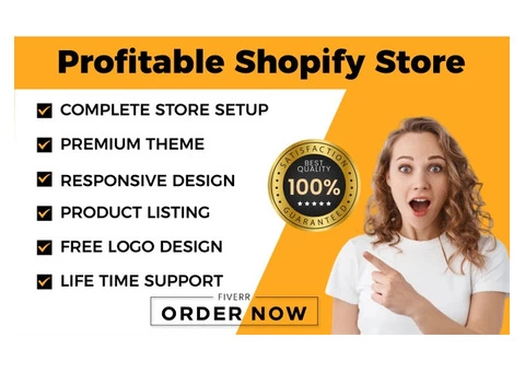 I will build shopify store dropshipping ecommerce store or shopify website