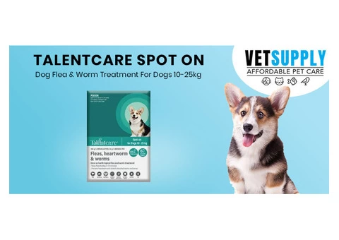 Buy Talentcare Spot On Dog Flea & Worm Treatment for Dogs 10 - 25kg 6 Pack Online