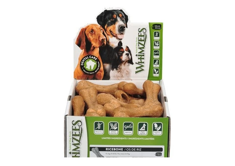 Whimzees Ricebones Dental Bulk Box Treats for Dog | Natural Teeth Cleaning