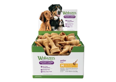 Whimzees Occupy Calmzees Antler Bulk Box Dental Treats for Dog