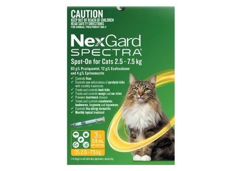 Buy Nexgard Spectra Spot-On for Large Cats 2.5 to 7.5kg 3 Pack Online