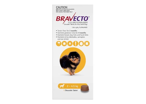 Buy Bravecto For Toy Dogs 2-4.5kg (Yellow) - Free Shipping