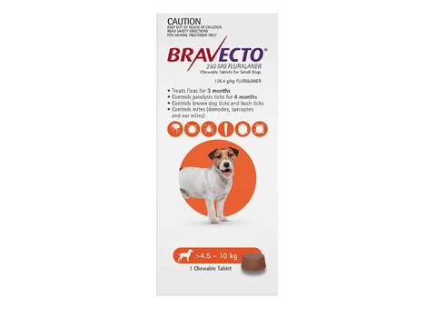 Buy Bravecto For Small Dogs 4.5-10kg (Orange) - Free Shipping