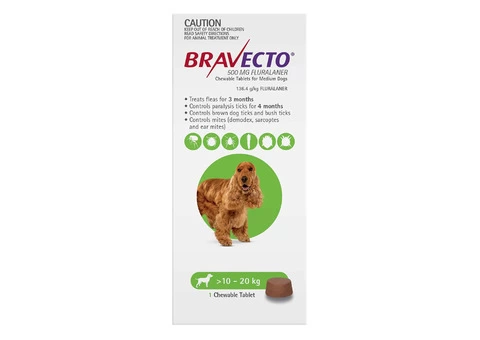 Buy Bravecto For Medium Dogs 10-20kg (Green) - Free Shipping