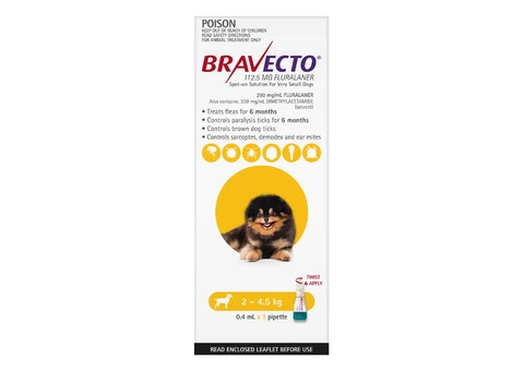 Buy Bravecto Spot On For X-Small Dogs Yellow (2 - 4.5 Kg) - Free Shipping
