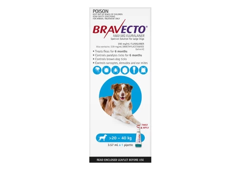 Buy Bravecto Spot On For Large Dogs Aqua (20 - 40 Kg) - Free Shipping