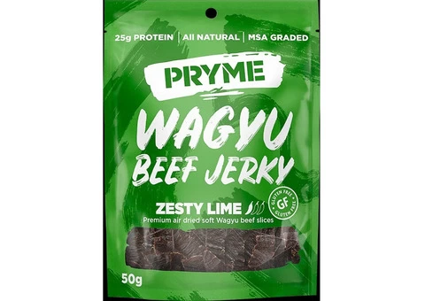 Order high protein, tender textured Zesty Lime Wagyu Jerky Beef Sticks Online