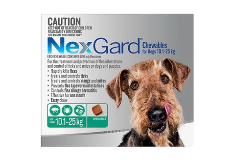 Buy Nexgard Chewables For Dogs 10.1 - 25 Kg (Green) - Free Shipping