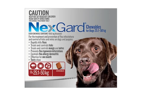 Buy Nexgard Chewables For Dogs 25 - 50 Kg (Red) - Free Shipping