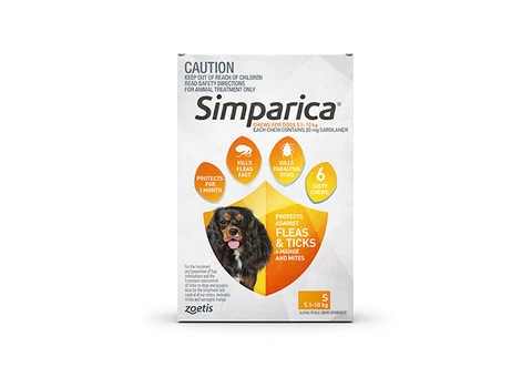 Buy Simparica Chewables For Small Dogs 5.1-10kg (Orange) - Free Shipping