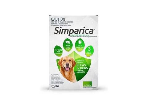 Buy Simparica Chewables For Large Dogs 20.1-40kg (Green) - Free Shipping