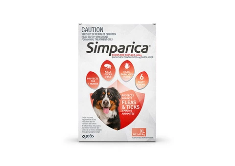 Buy Simparica Chewables For Xlarge Dogs 40.1-60kg (Red) - Free Shipping