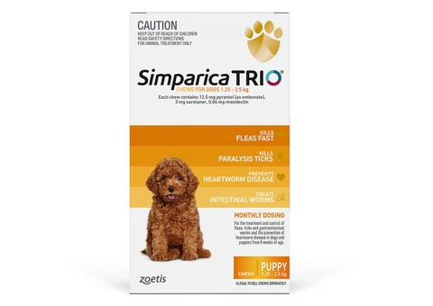 Buy Simparica Trio For Puppy 1.25-2.5kg (Yellow) - Free Shipping
