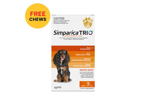 Buy Simparica Trio For Small Dogs 5.1-10kg (Orange) - Free Shipping