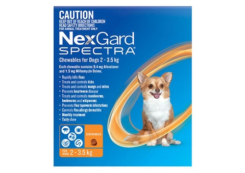 Buy Nexgard Spectra Chewables Orange For Very Small Dogs (2-3.5kg) - Free Shipping