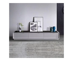 Metro TV Cabinet Black Glass White Painting