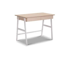Artiss Metal Desk with Drawer – White with Oak Top