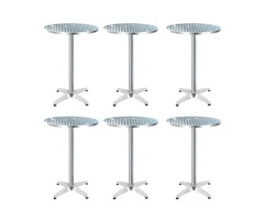 Gardeon 6pcs Outdoor Bar Table Furniture Adjustable Aluminium Cafe Table Round