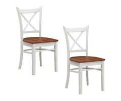 Lupin Dining Chair Set of 2 Crossback Solid Rubber Wood Furniture – White Oak