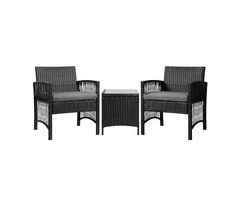 Gardeon Patio Furniture Outdoor Bistro Set Dining Chairs Setting 3 Piece Wicker