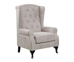 Mellowly Wing Back Chair Sofa Chesterfield Armchair Fabric Uplholstered – Beige