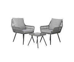 Gardeon Outdoor Furniture 3-Piece Lounge Setting Chairs Table Bistro Set Patio