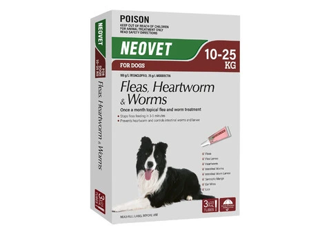 Neovet Red 3 Pipettes for Dogs With a weight of 10 to 25 Kg Advocate for Generic Flea Worm Treatment
