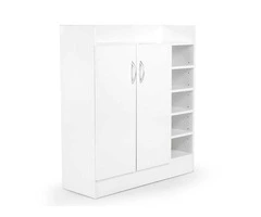 Sarantino New 21 Pairs Shoe Cabinet Rack Storage Organiser Shelf 2 Doors Cupboard White