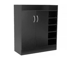 Sarantino New 21 Pairs Shoe Cabinet Rack Storage Organiser Shelf 2 Doors Cupboard Black