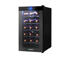 Devanti Wine Cooler 18 Bottles Glass Door Beverage Cooler Thermoelectric Fridge Black