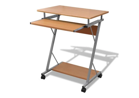 Computer Desk Pull Out Tray Brown Furniture Office Student Table