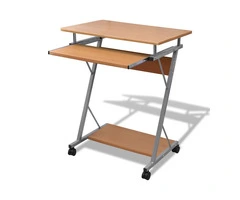 Computer Desk Pull Out Tray Brown Furniture Office Student Table