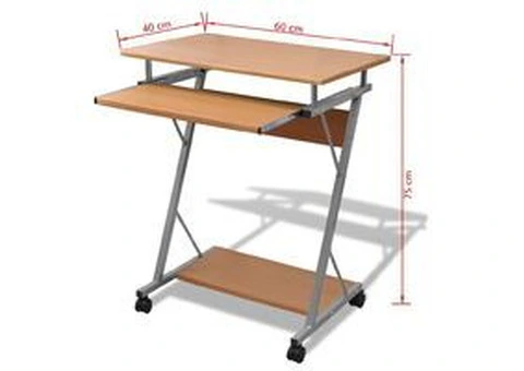 Computer Desk Pull Out Tray Brown Furniture Office Student Table - 2/2