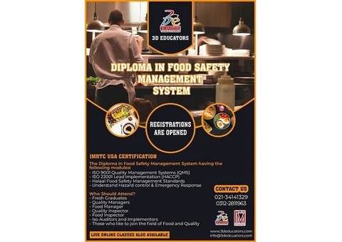 Diploma in Food Safety Management Training with USA Certification