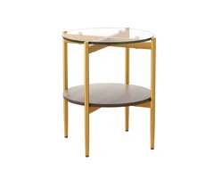 Artiss Coffee Table 45CM Round Tempered Glass Carol