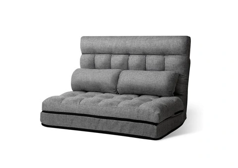 Artiss Lounge Sofa Bed 2-seater Floor Folding Fabric Grey