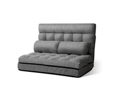 Artiss Lounge Sofa Bed 2-seater Floor Folding Fabric Grey
