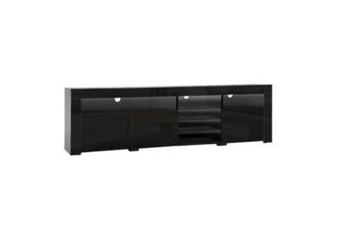 Artiss TV Cabinet Entertainment Unit Stand RGB LED Gloss 3 Doors 180cm Black