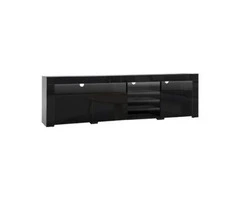 Artiss TV Cabinet Entertainment Unit Stand RGB LED Gloss 3 Doors 180cm Black